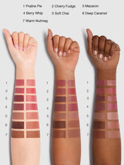 SHEGLAM lipstick texture swatch showing smooth matte finish and rich pigment