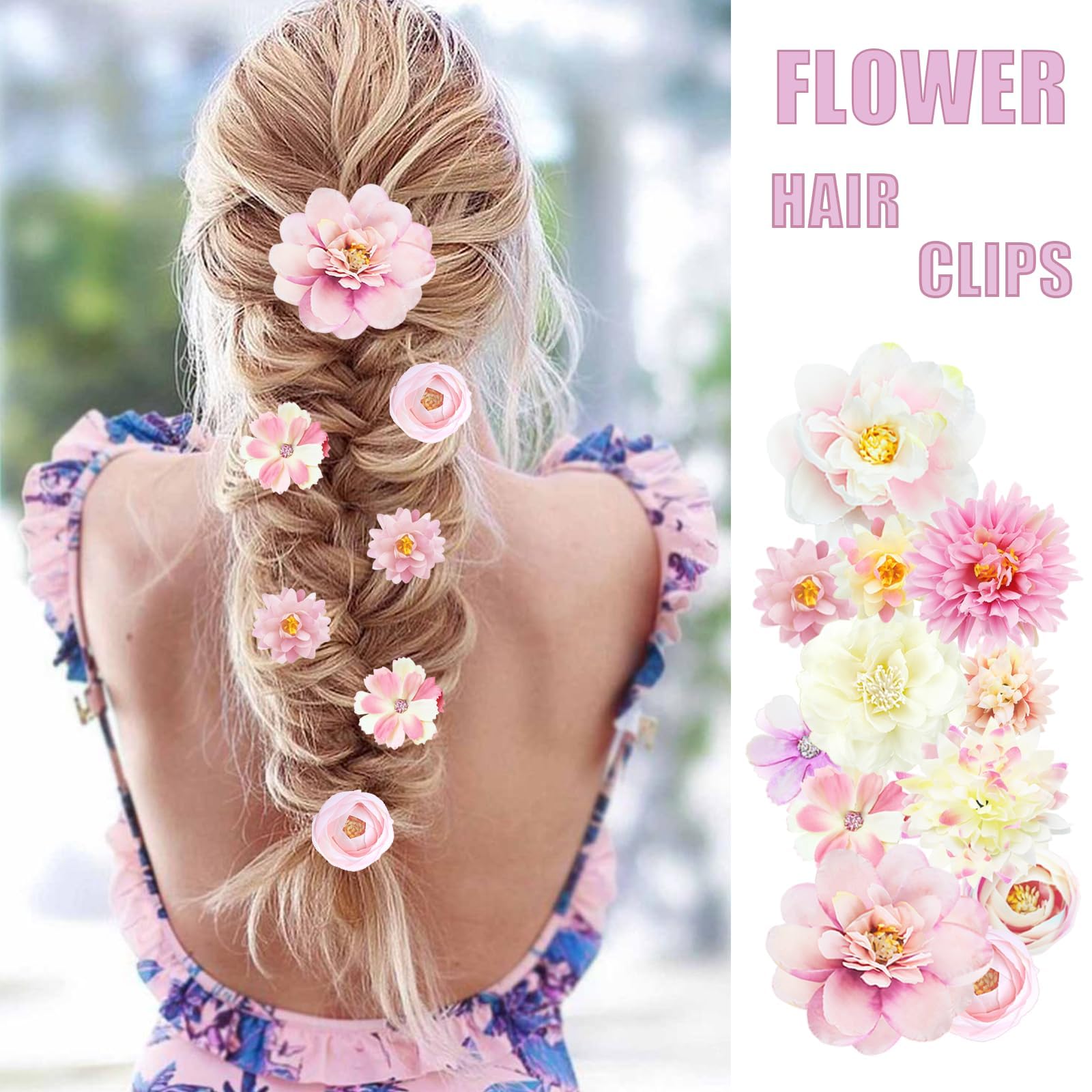 SHEHARUHI floral clips styled in bridal hair for lightweight decorative hold