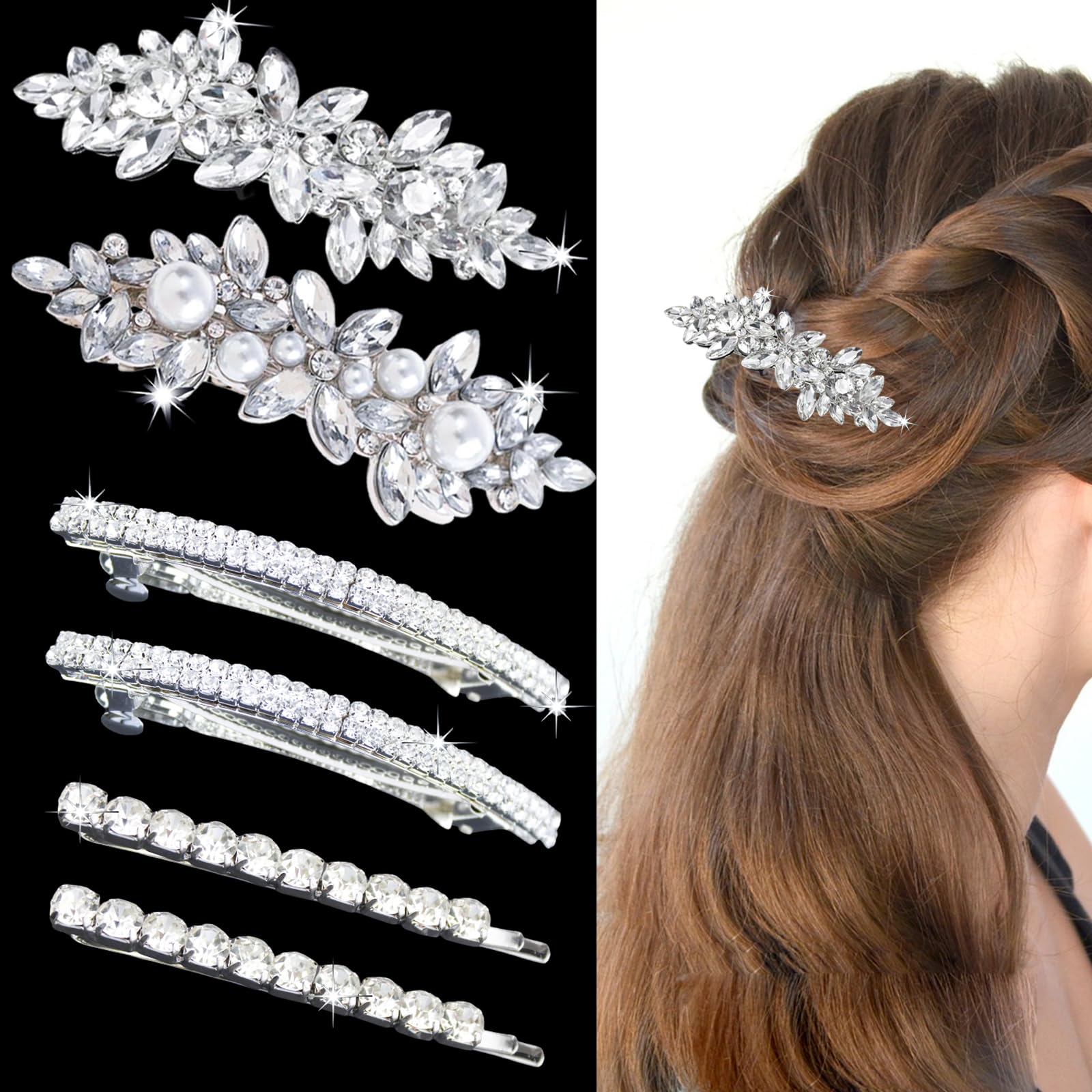 SHEHARUHI front view of six hair clips showing set and packaging benefit styling variety