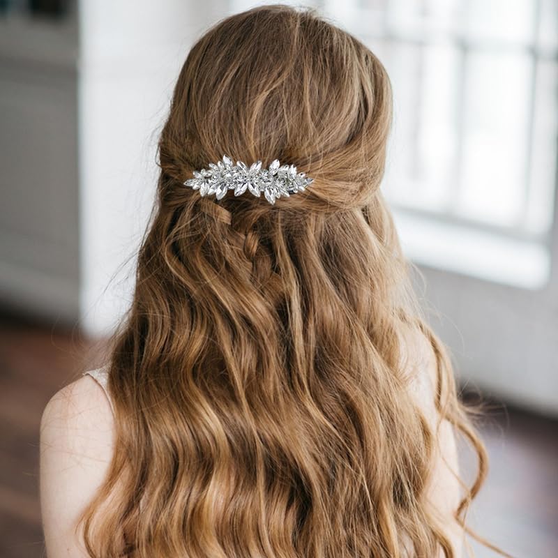 SHEHARUHI hair clip worn in bride's side profile illustrating secure hold and elegance