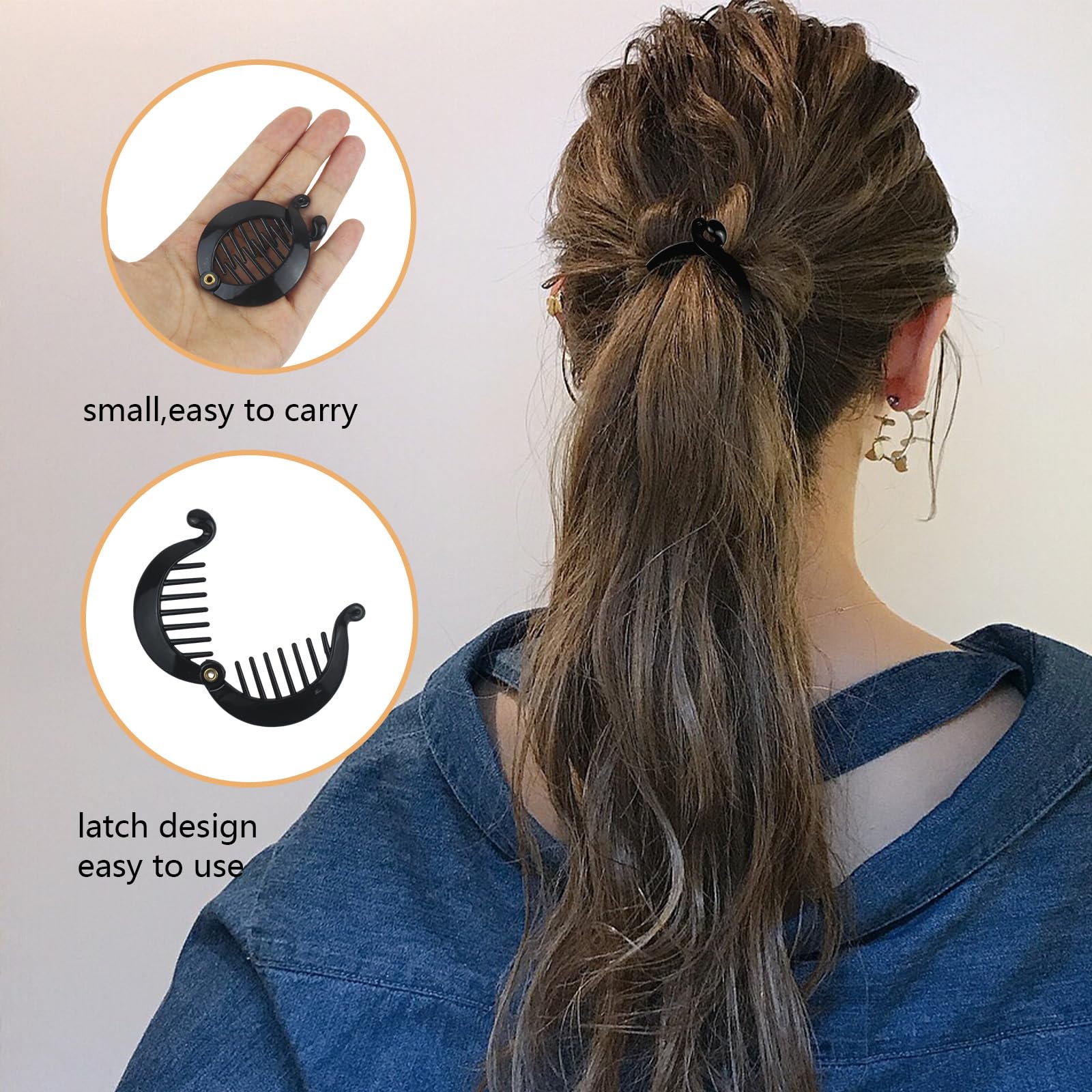 SHEHARUHI banana clip securing a ponytail, showing secure hold during activity