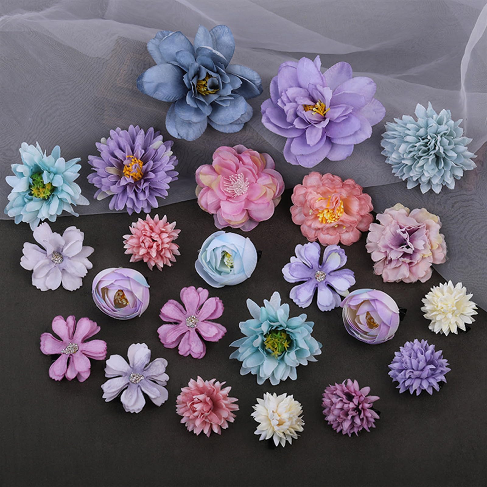 SHEHARUHI floral clips used in bridal hair demonstrating elegant finishing touch