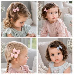 Shelbybox bow clipped in infant hair providing gentle comfortable hold