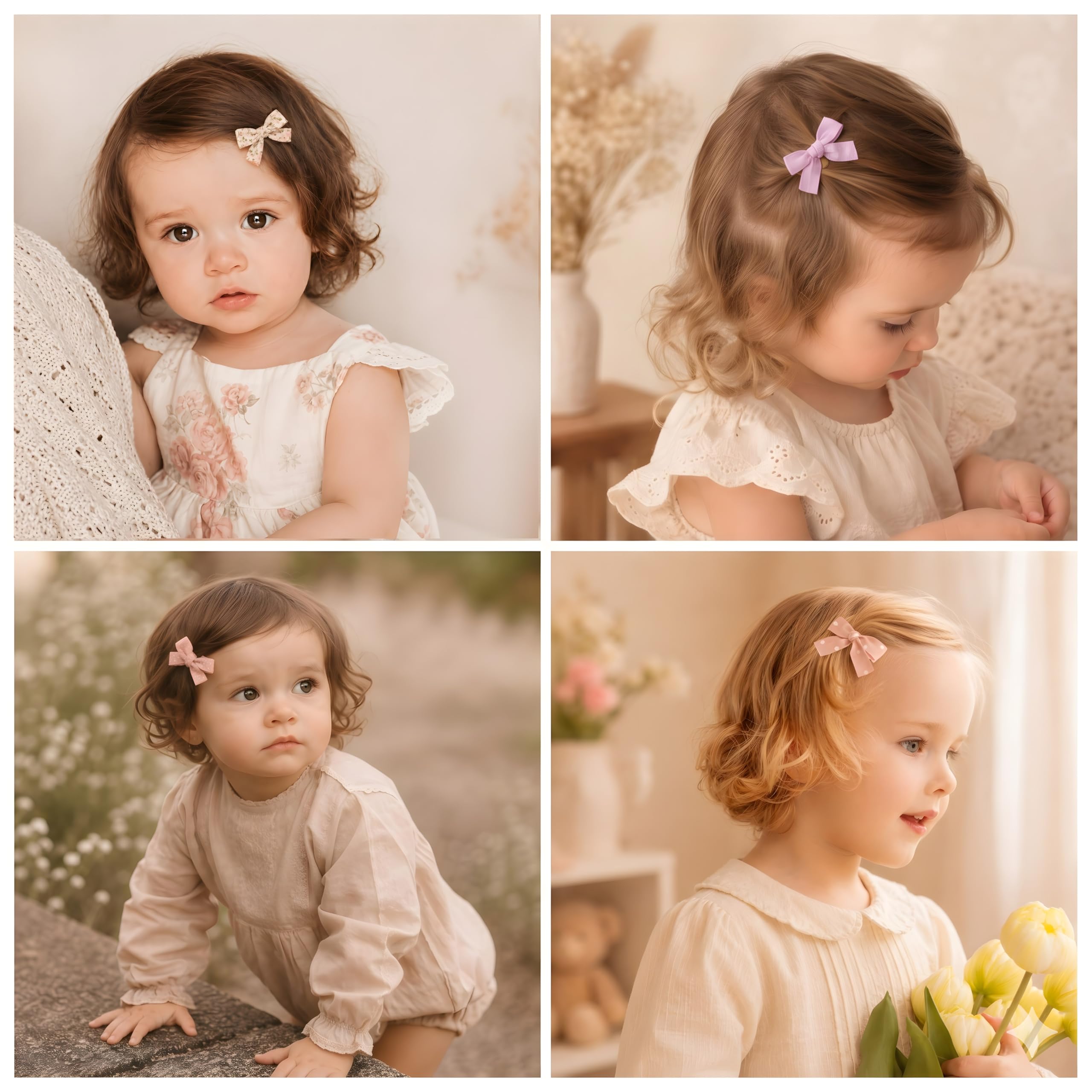 Shelbybox bow clipped into toddler hair illustrating gentle hold during play