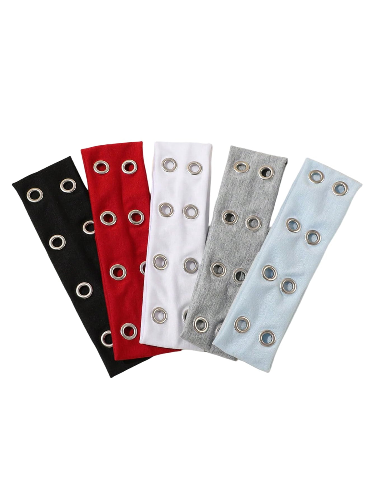 SHENHE front view of multicolor grommet headbands shows set and benefit of coordinated styling