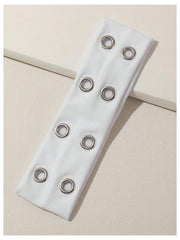SHENHE headband worn with ponytail demonstrates secure hold and stylish punk look