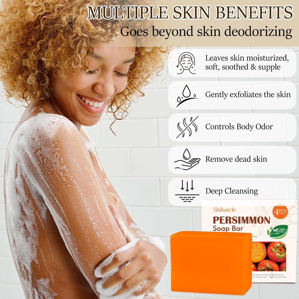 Applying Shibarcle persimmon soap to feet to reduce unpleasant foot smells