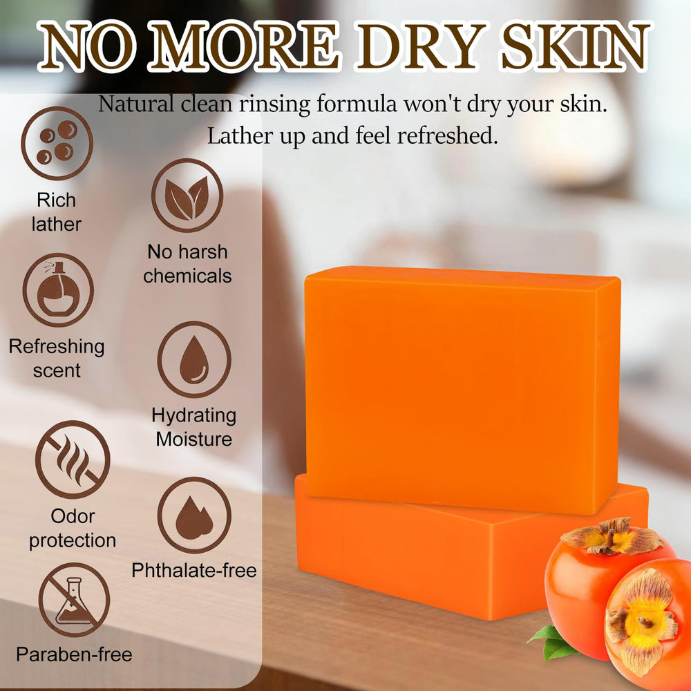 Shibarcle persimmon soap lather on hand demonstrating gentle cleansing