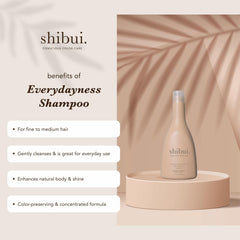 SHIBUI shampoo dispensing gentle foam to demonstrate mild cleansing action