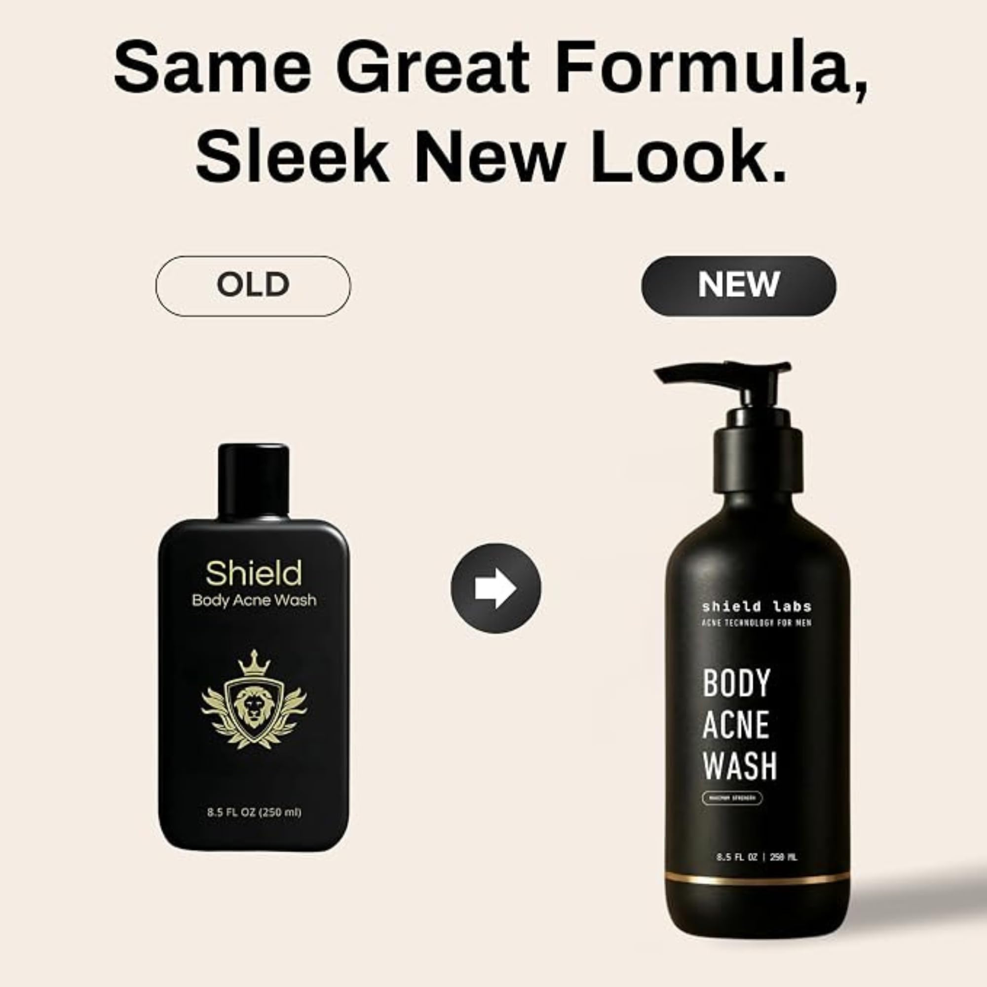 Shield label close-up listing benzoyl peroxide and active ingredients benefit
