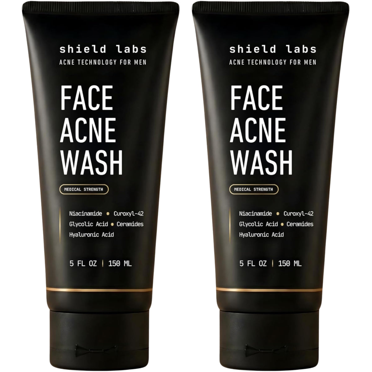 Shield front packaging showing two 5.1 oz bottles and benefits