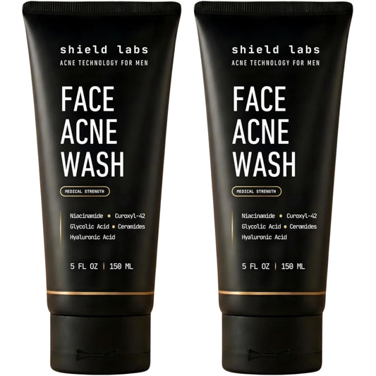 Shield front packaging showing two 5.1 oz bottles and benefits