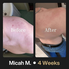 Shield body wash being applied to back showing post-workout cleanup benefit