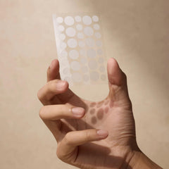 Shield patch in use on cheek demonstrating discreet protection benefit