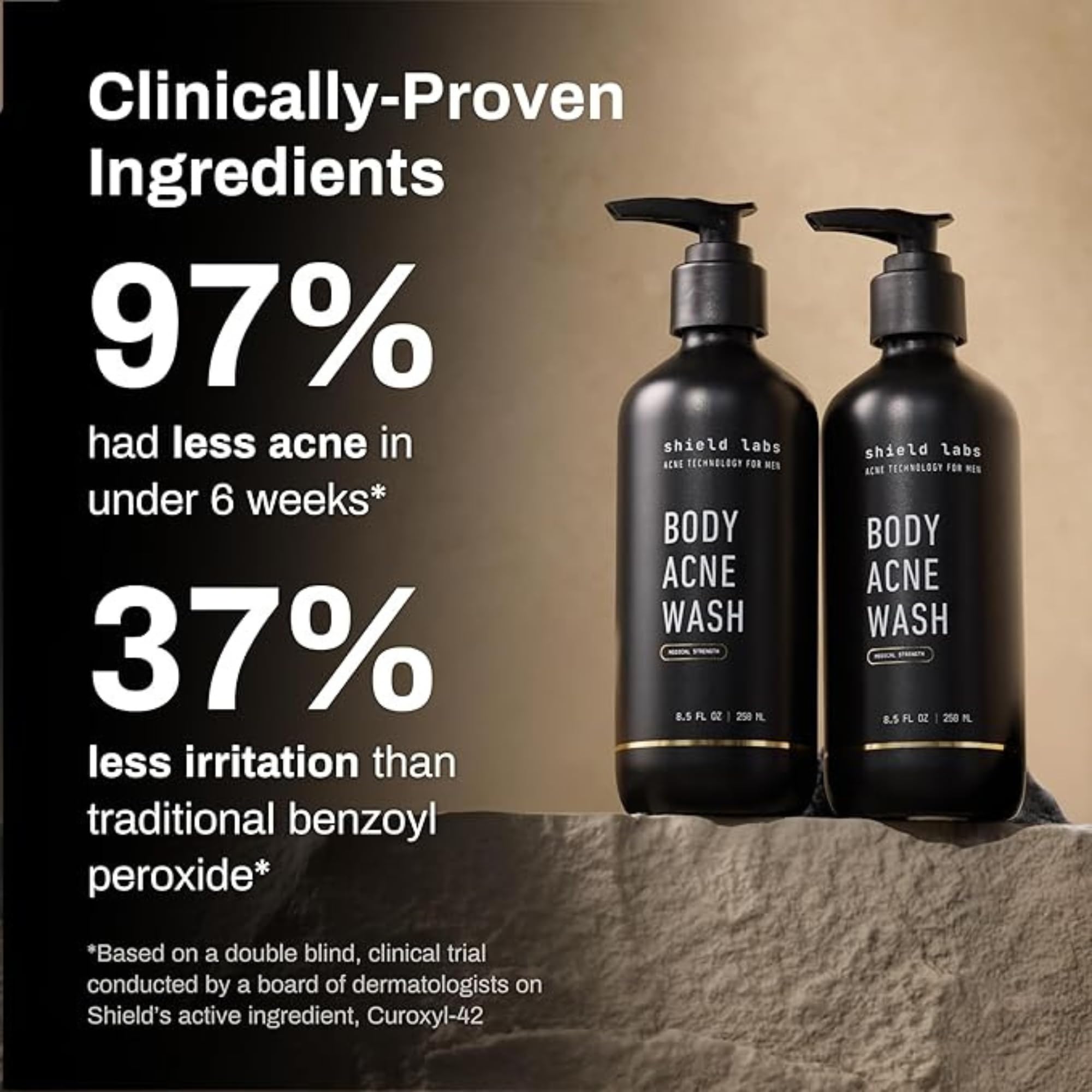 Shield bottle beside hand showing 8.5 oz scale for portion guidance