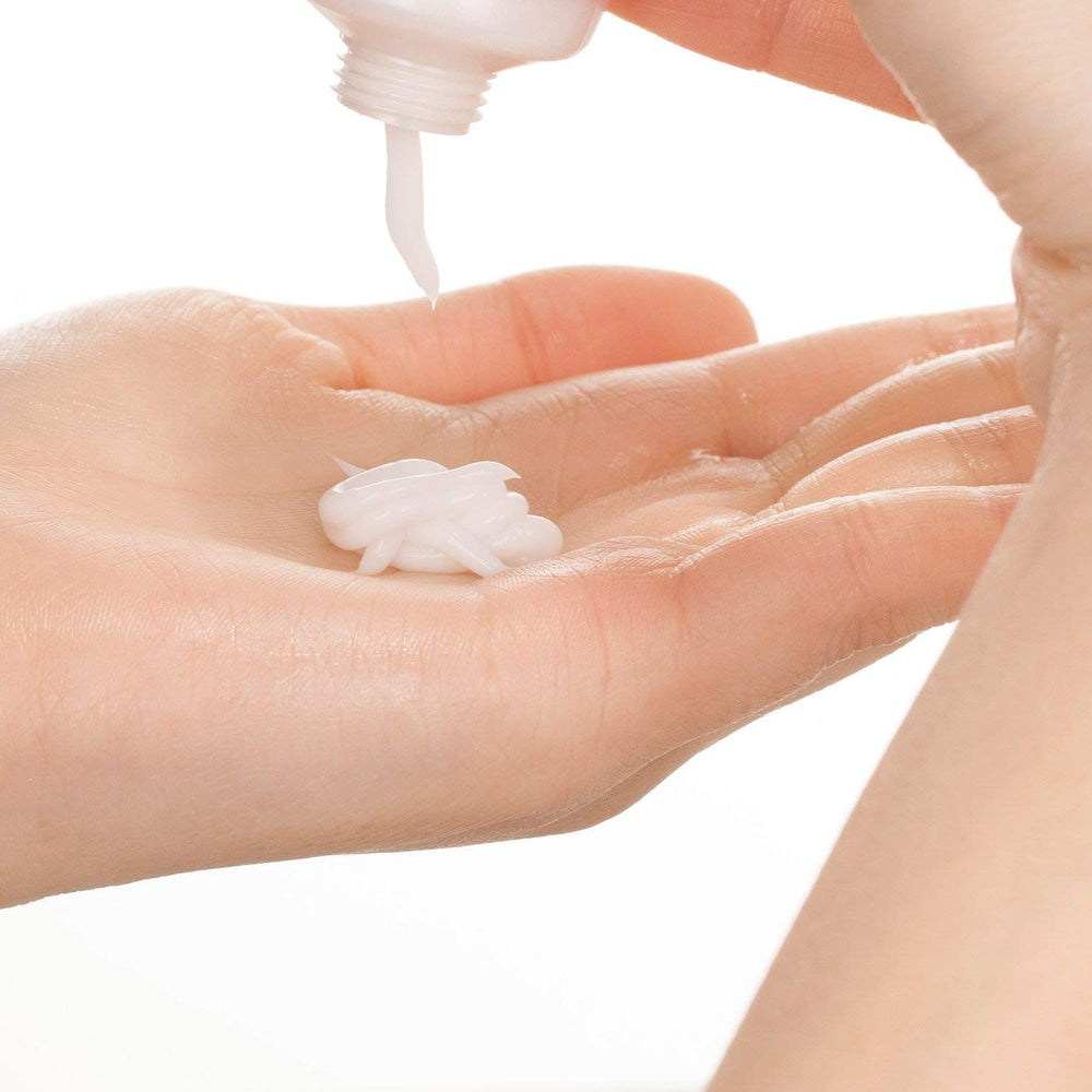 ShiKai yuzu pump application in hand illustrating easy dispensing and quick absorption