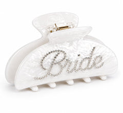 Shimmer Anna Shine front view showing white clip and Bride logo, adds bridal sparkle
