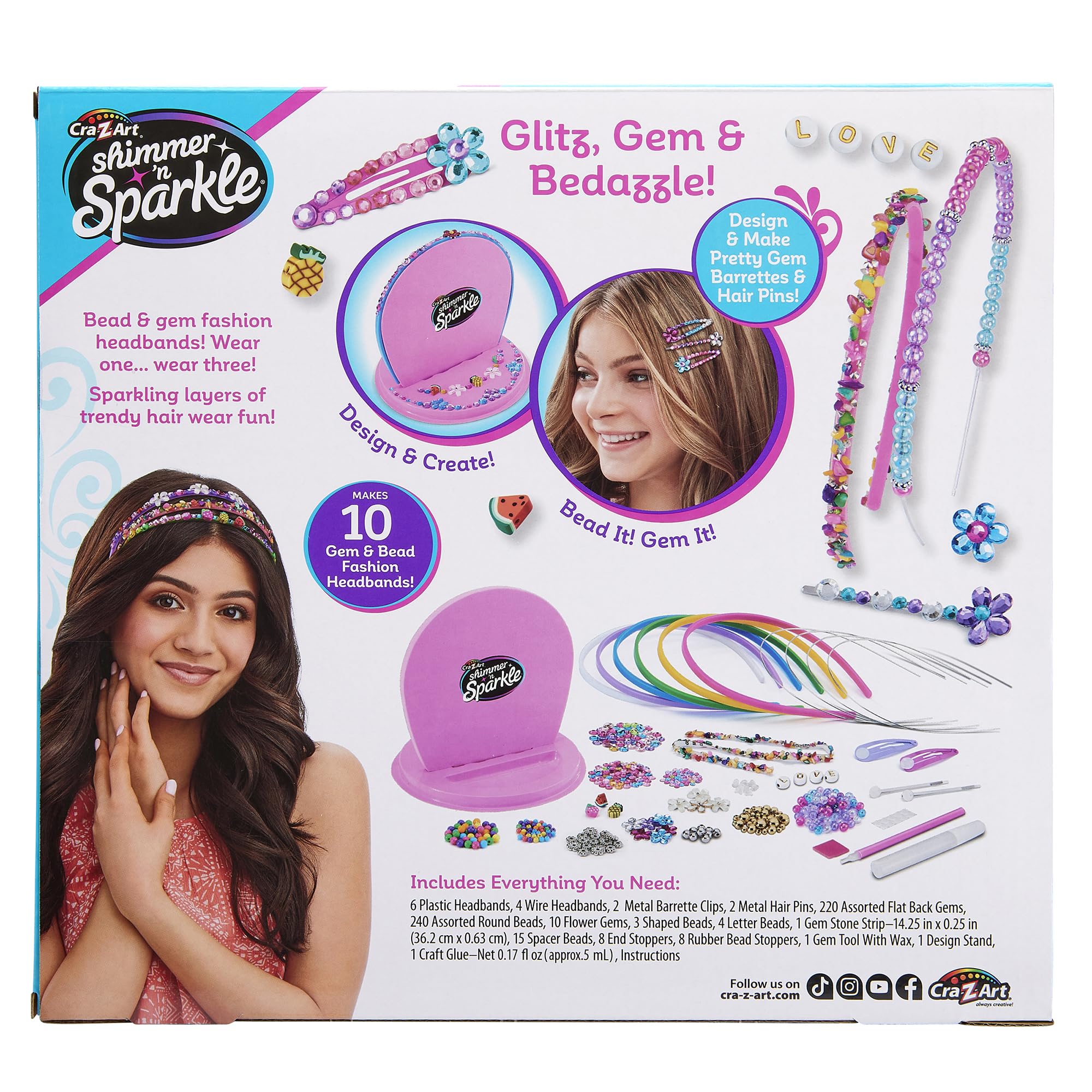 Shimmer 'N Sparkle barrettes on model illustrating size and styling benefits