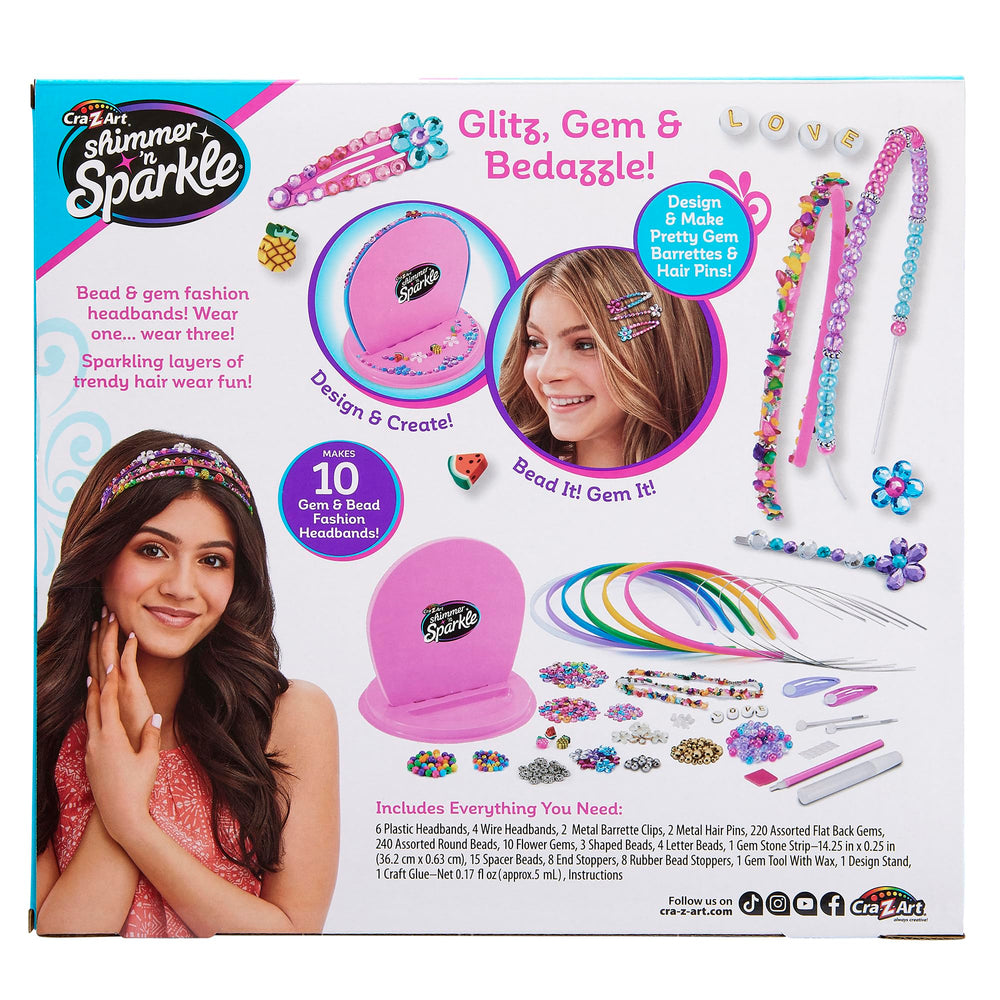 Shimmer 'N Sparkle barrettes on model illustrating size and styling benefits