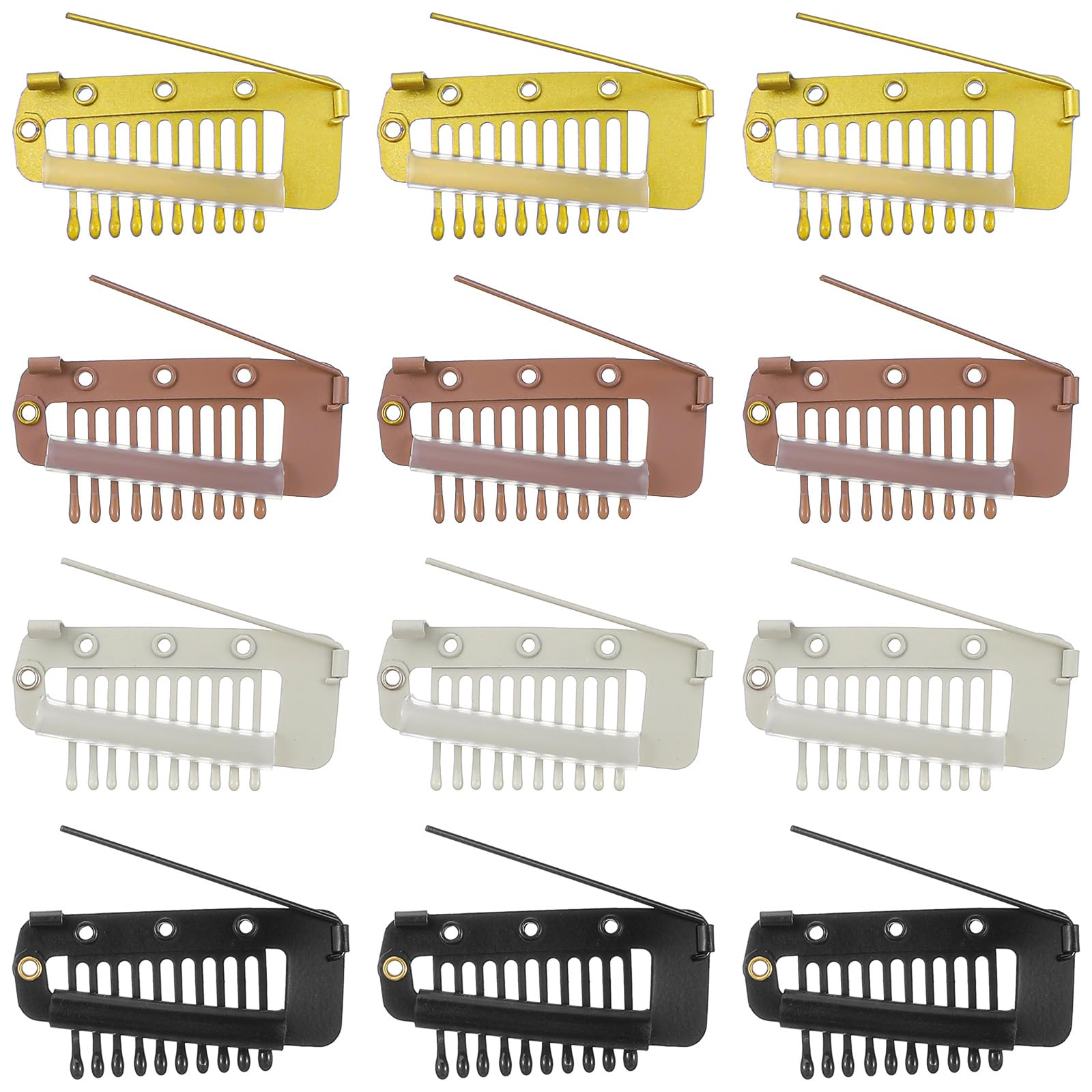 shimmeroo front view of 12-piece clip set showing colors and compact packaging benefit secure storage