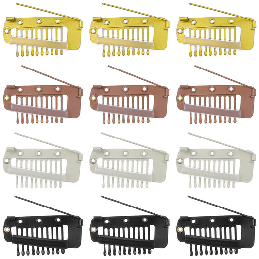 shimmeroo front view of 12-piece clip set showing colors and compact packaging benefit secure storage