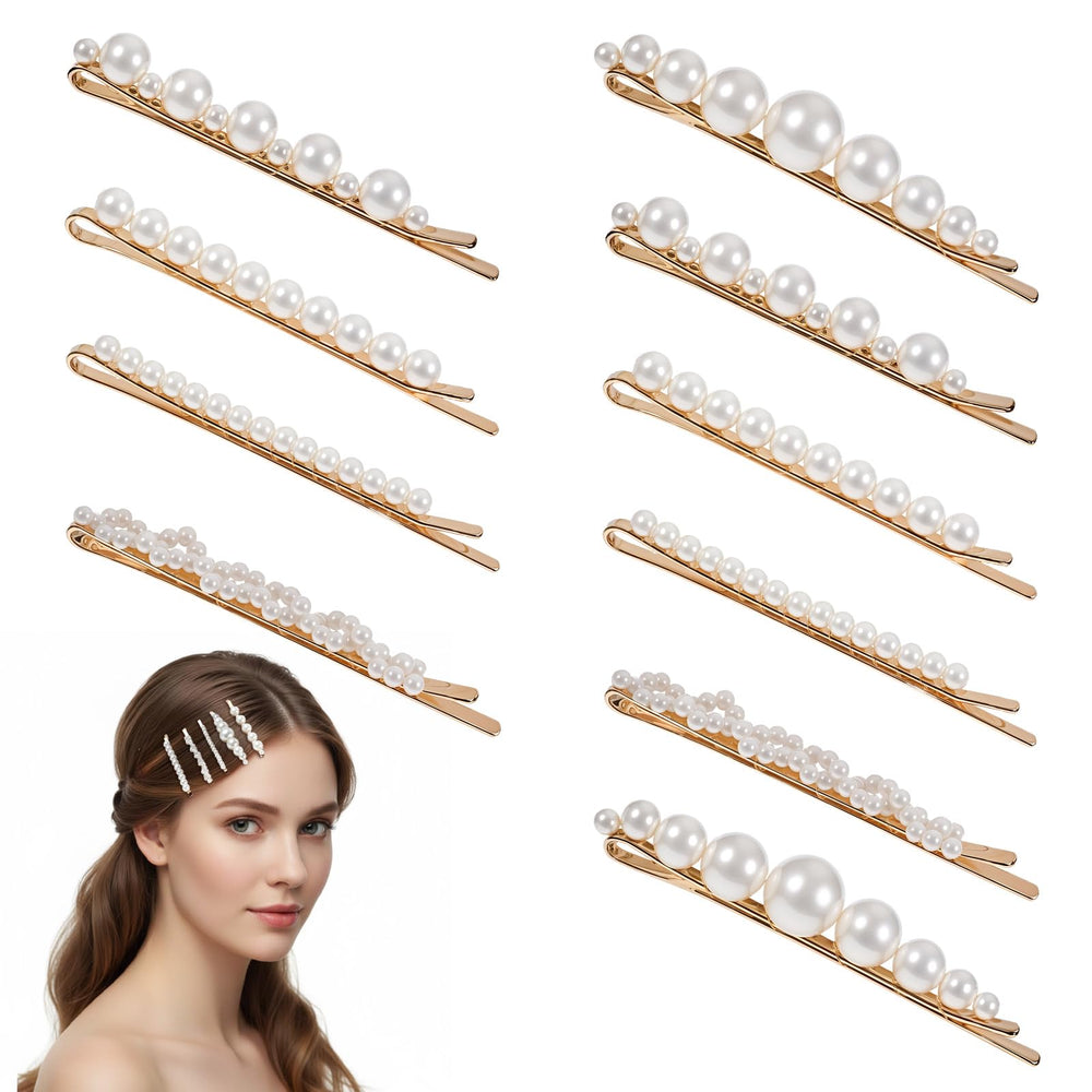 Shimmeroo front packaging showing the full 10-piece pearl hair clip set and easy gifting