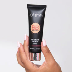 Shine BB Cream on bathroom vanity in lifestyle scene for quick, everyday routine benefit