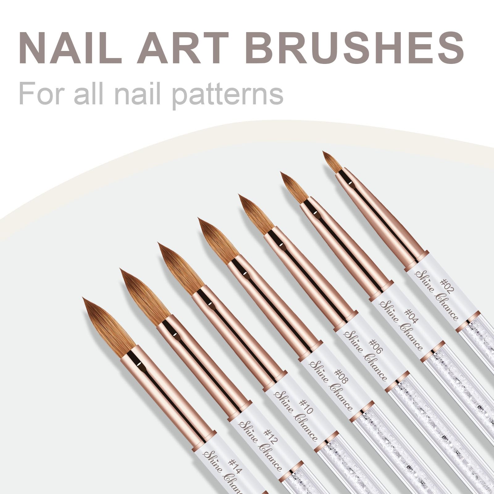Shine Chance brush in use applying acrylic powder for smooth bead placement