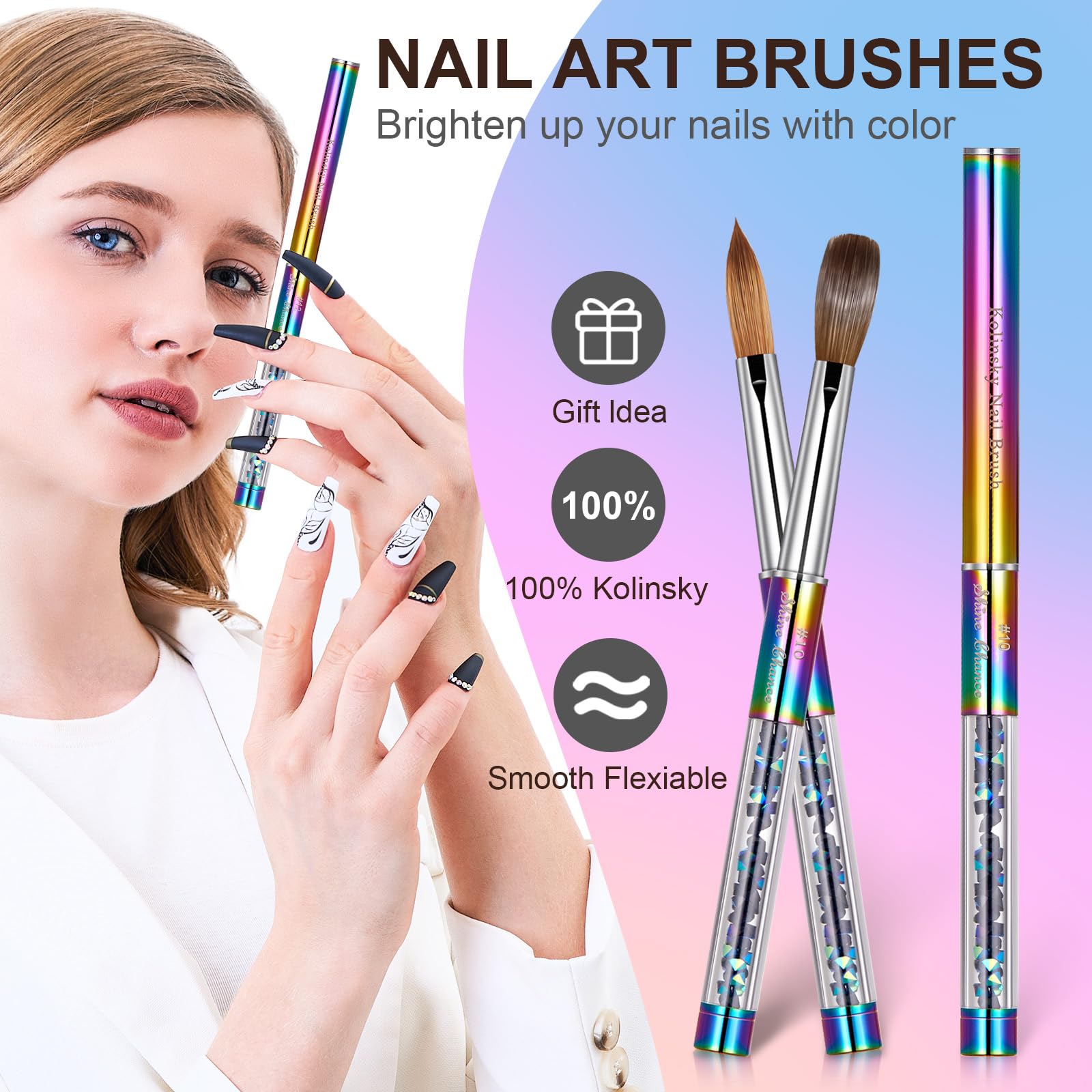 Shine Chance close-up kolinsky bristles demonstrating precise liquid retention