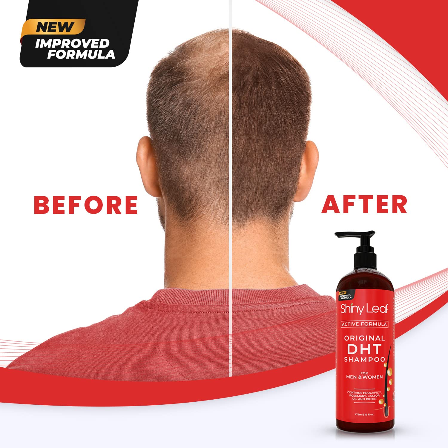 After-wash hair with Shiny Leaf showing smoother, shinier strand appearance