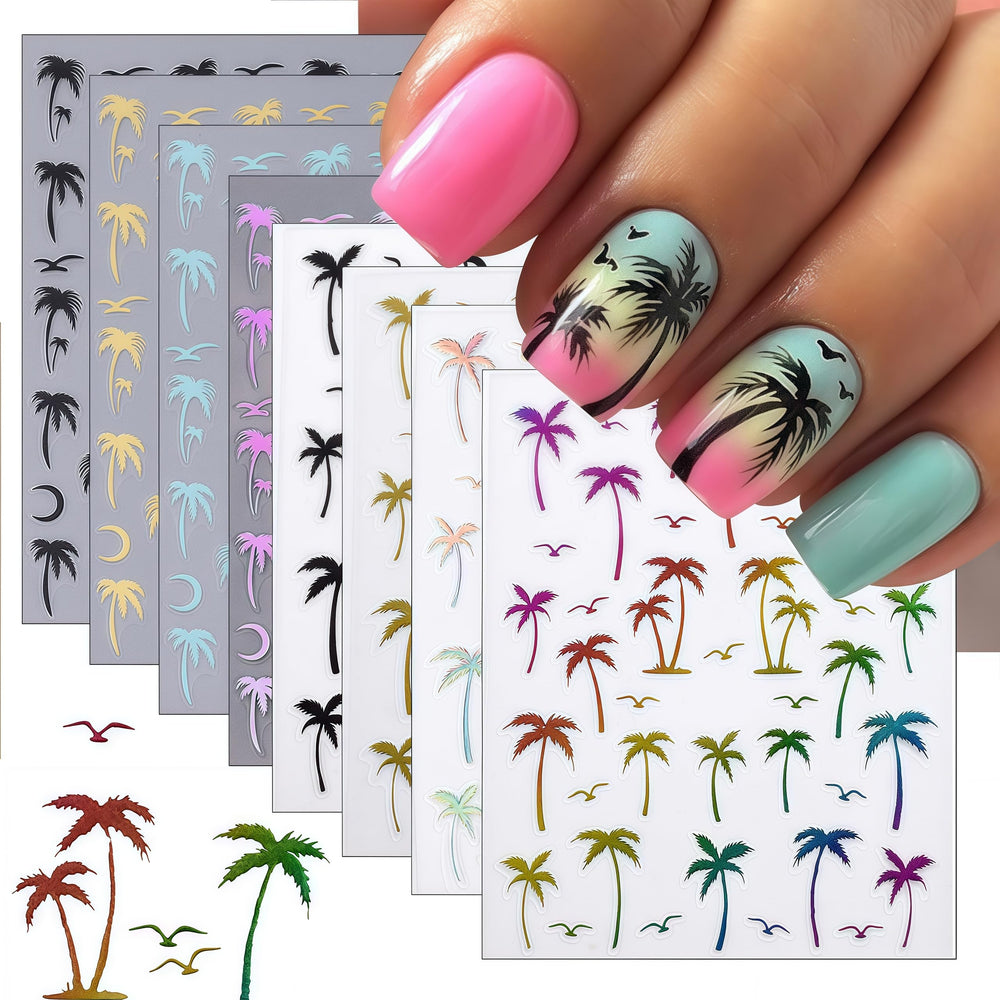 SHIQIXIANNV front packaging showing eight tropical sticker sheets and benefits
