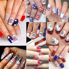 SHIQIXIANNV kids wearing festive nail decals at a Fourth of July party