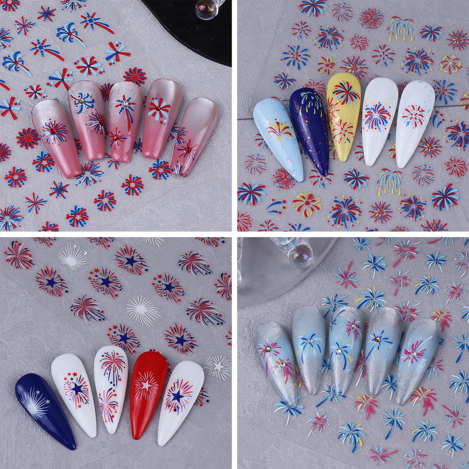 SHIQIXIANNV mixed color sheet layout displaying fireworks and star motif options
