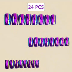 SHIQIXIANNV layout of 24 nails in mixed sizes illustrating fit options for each finger