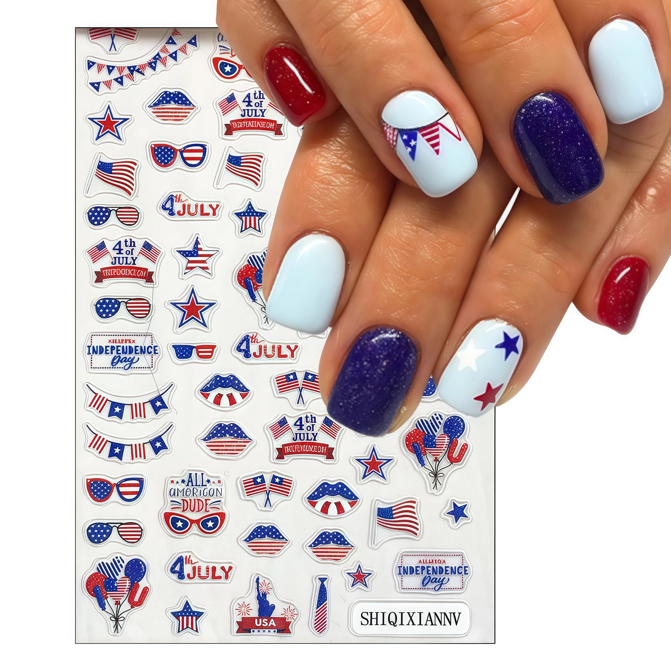 SHIQIXIANNV fingers showing different sticker sizes for correct nail fit