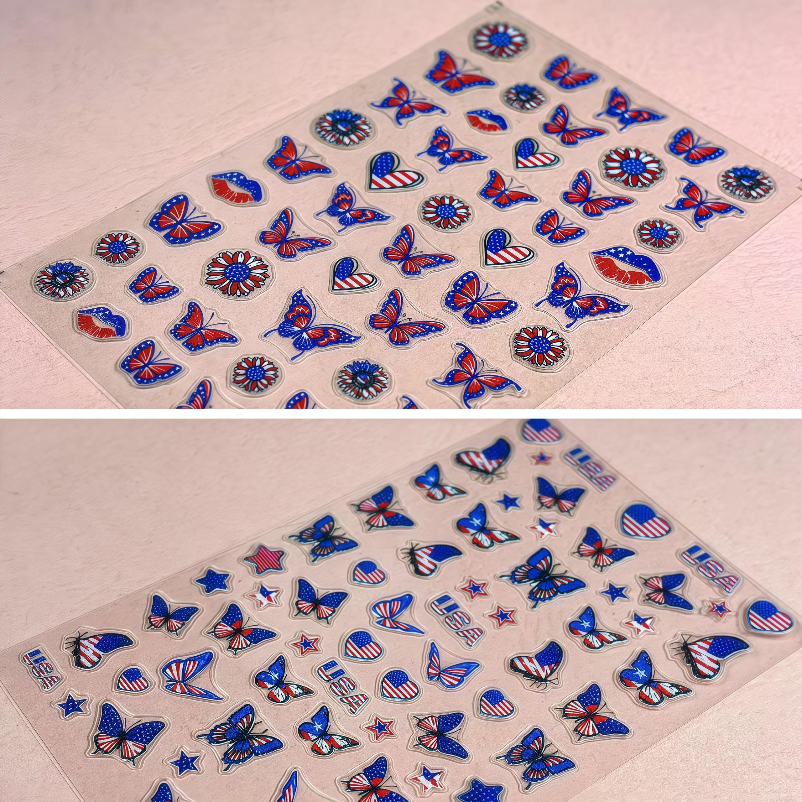 SHIQIXIANNV full sheet layout with stars flags and butterfly decals for variety