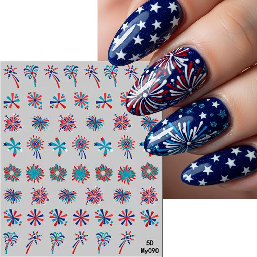 SHIQIXIANNV stickers applied on acrylic nails demonstrating easy at-home use