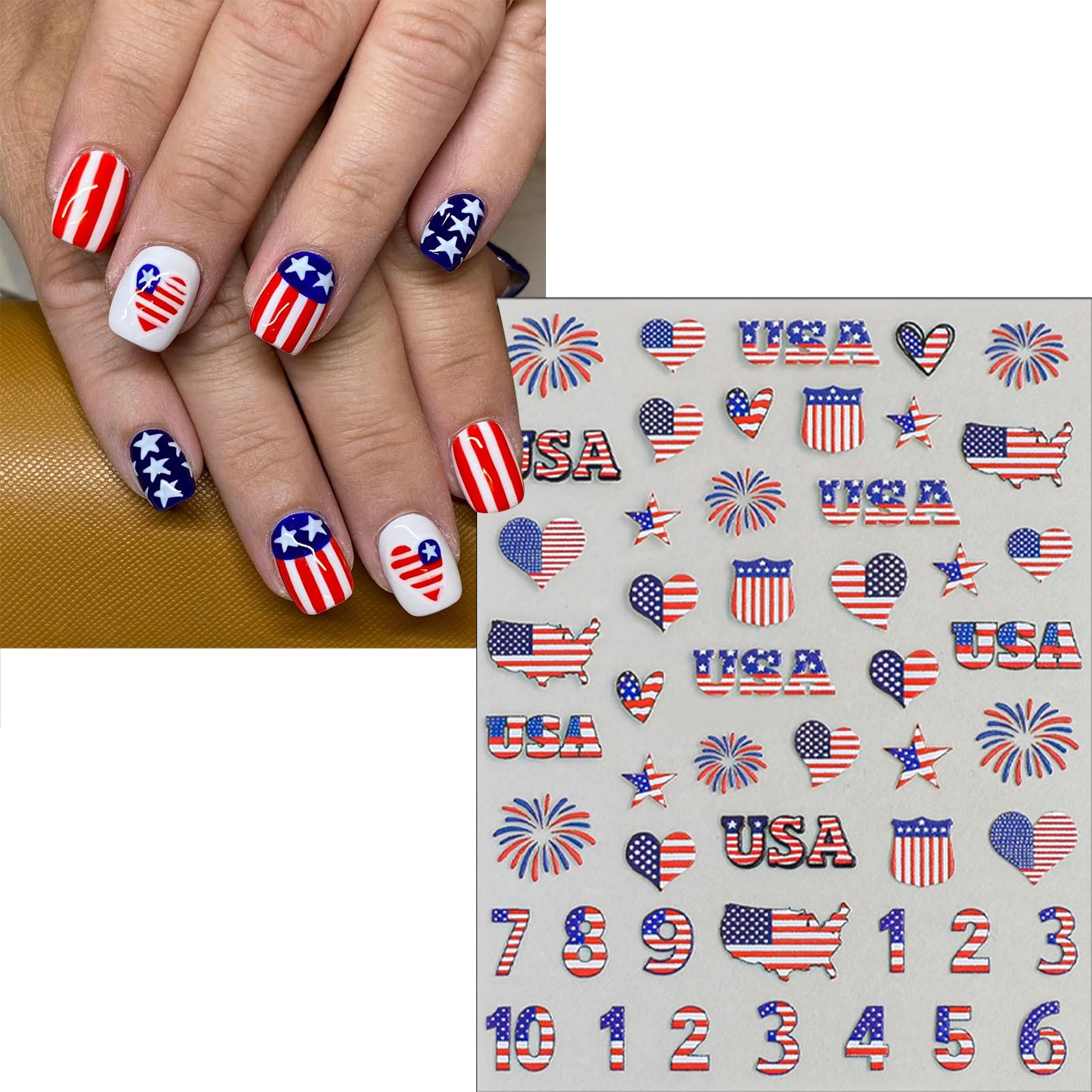 SHIQIXIANNV stickers applied on natural nails for instant holiday style