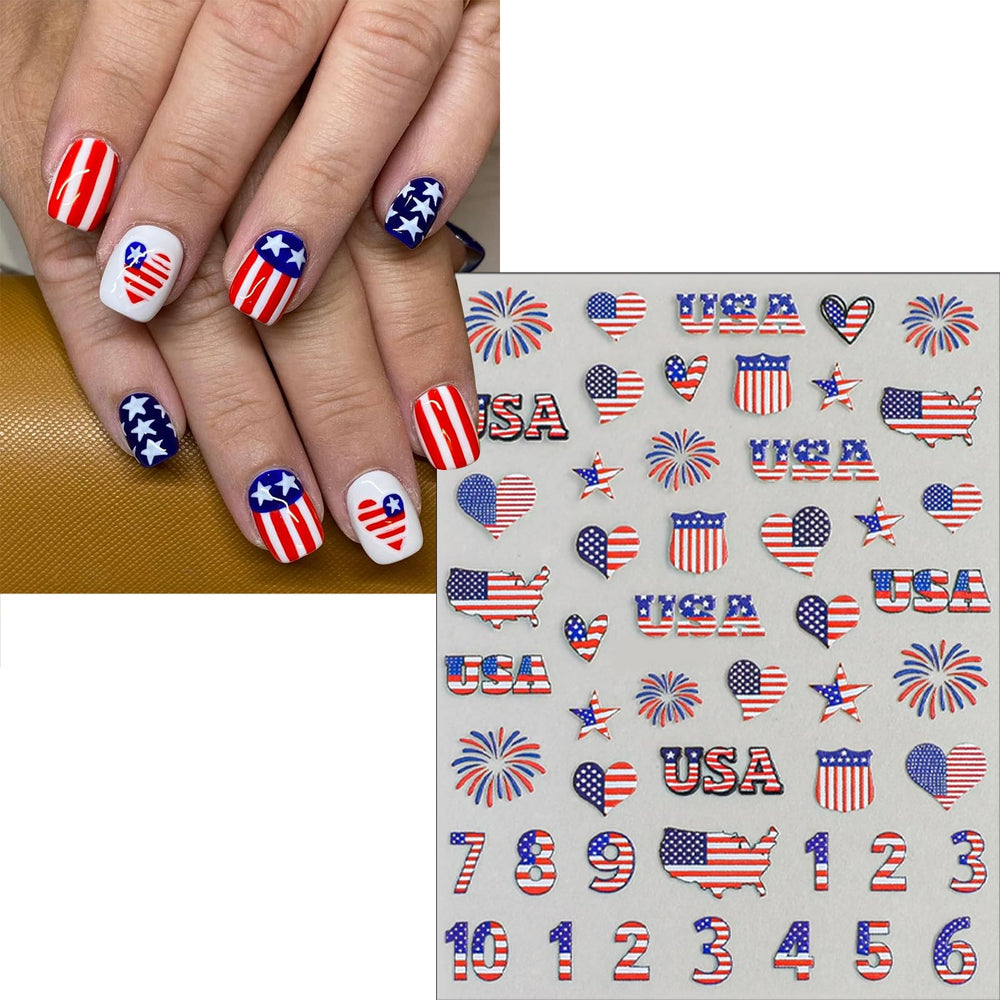SHIQIXIANNV stickers applied on natural nails for instant holiday style
