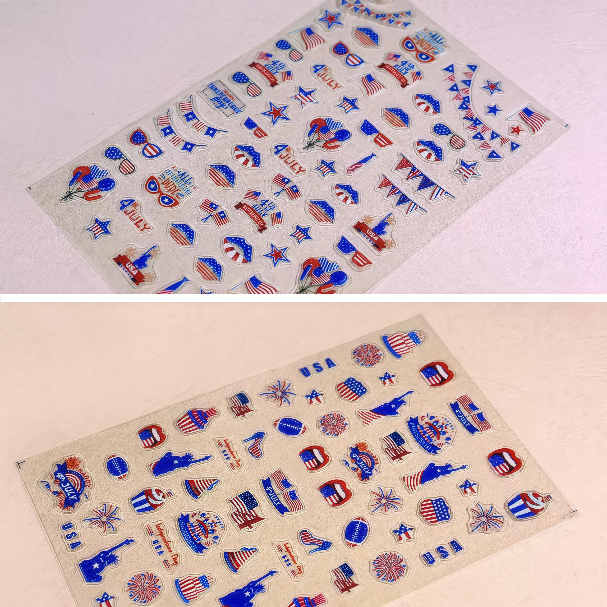 SHIQIXIANNV sealed nails with topcoat over flag decal for long-lasting wear