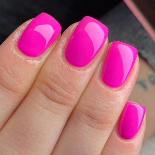 SHIQIXIANNV front packaging showing 24 hot pink nails, easy instant manicure
