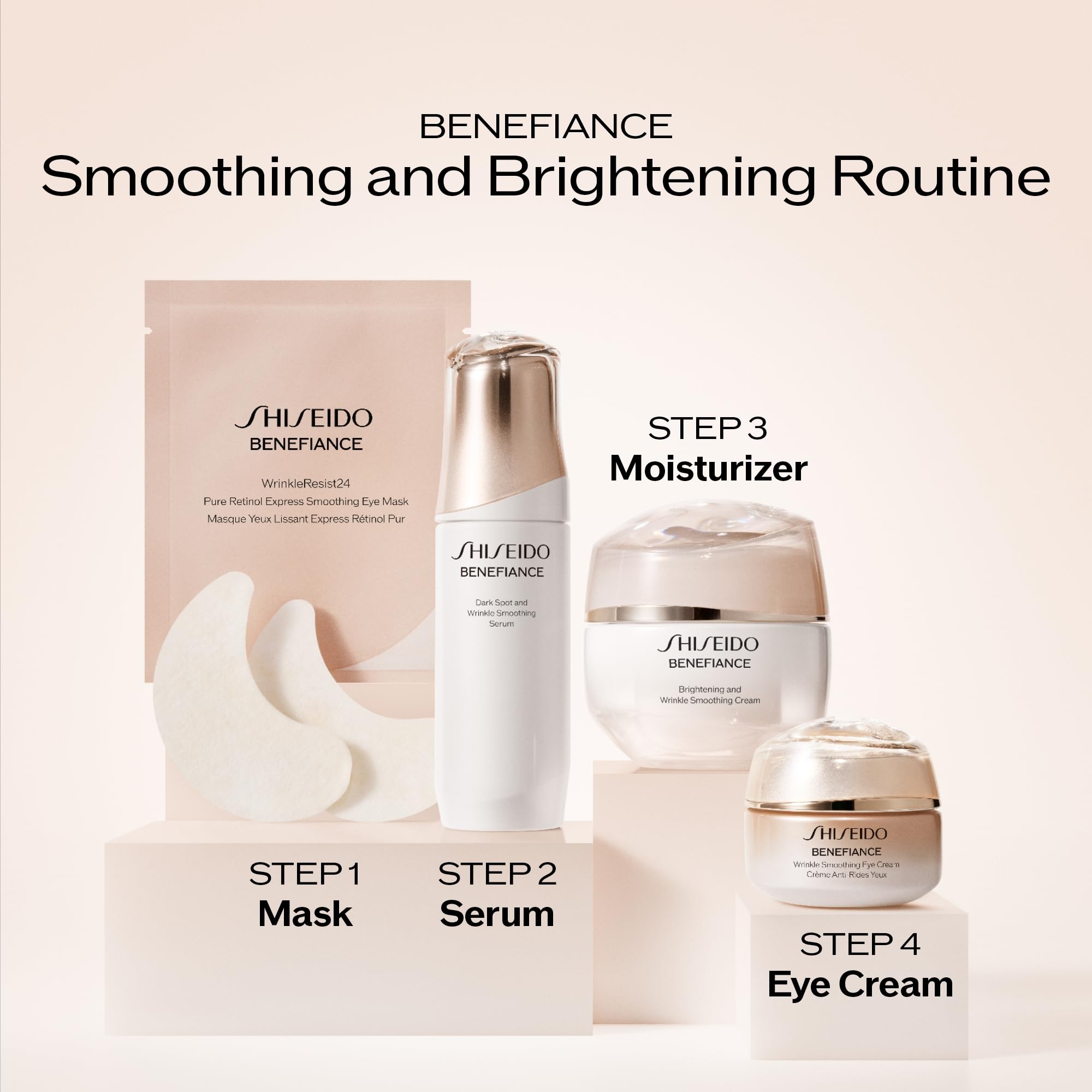 Shiseido Benefiance lifestyle bathroom setup showing how mask fits into daily beauty routine