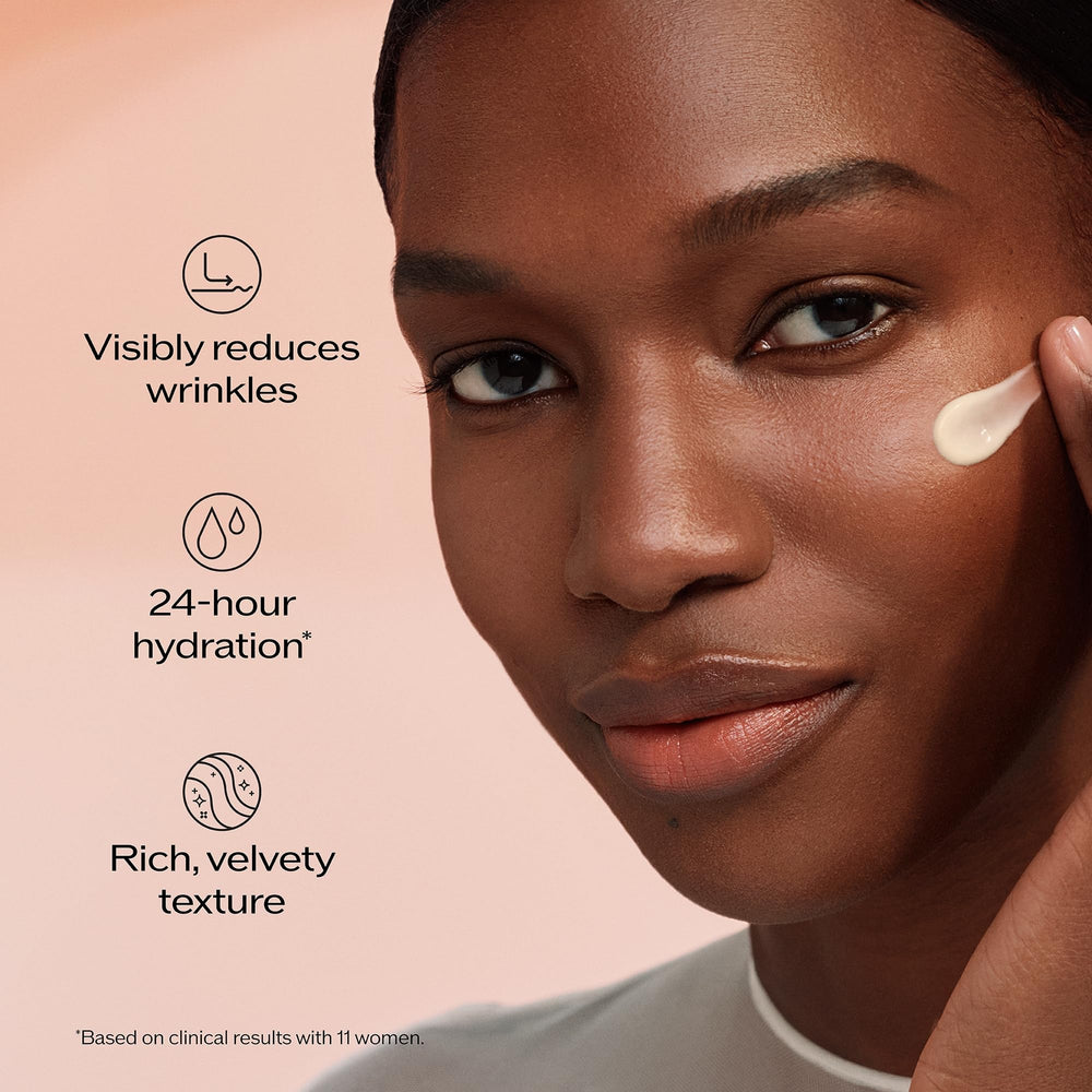 Shiseido Benefiance applied to model neck demonstrates lifting motion and improved comfort