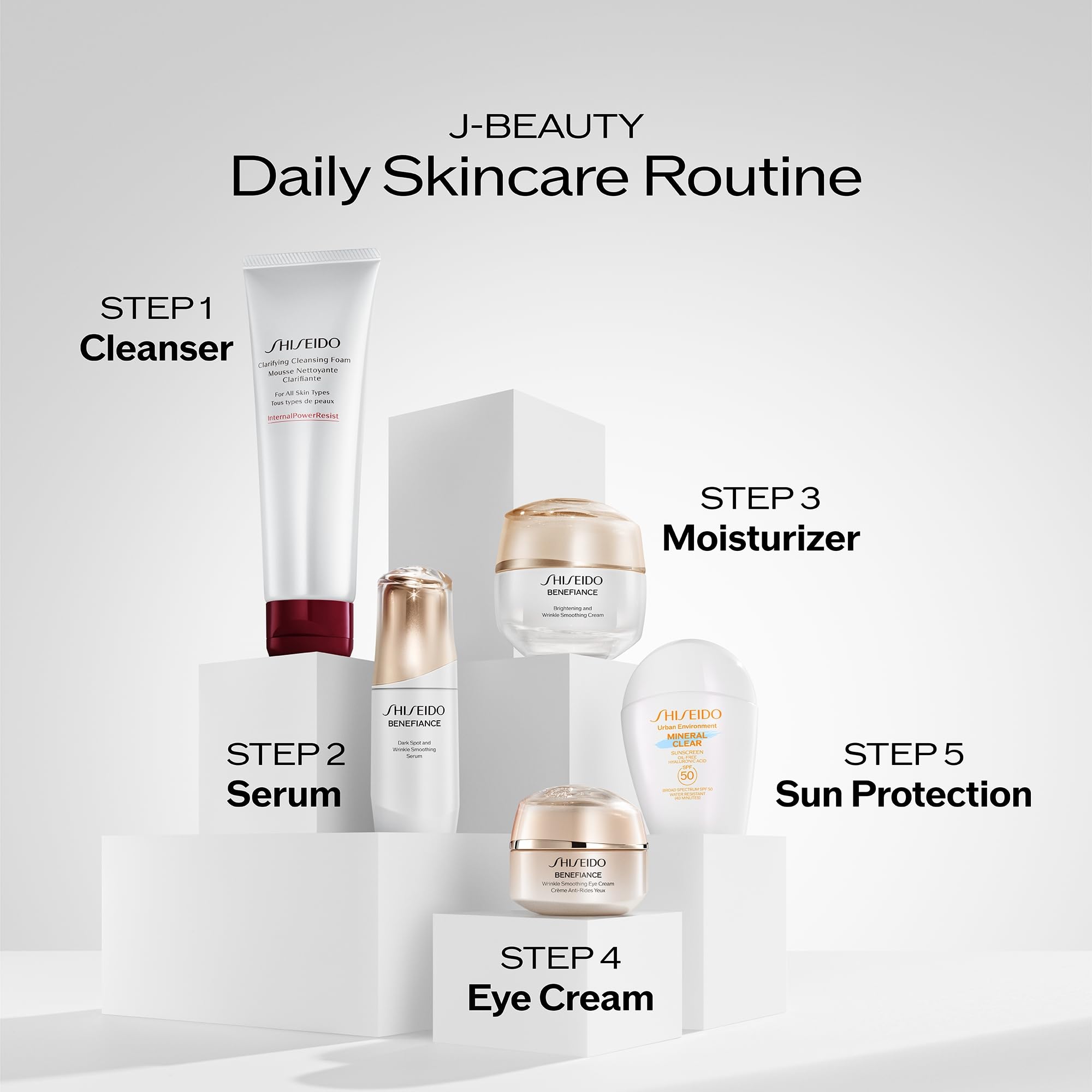 Shiseido bottle held in hand showing 125 mL size and travel-ready benefit