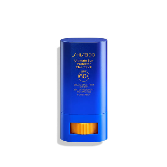 Shiseido stick front packaging showing SPF and clear finish benefit