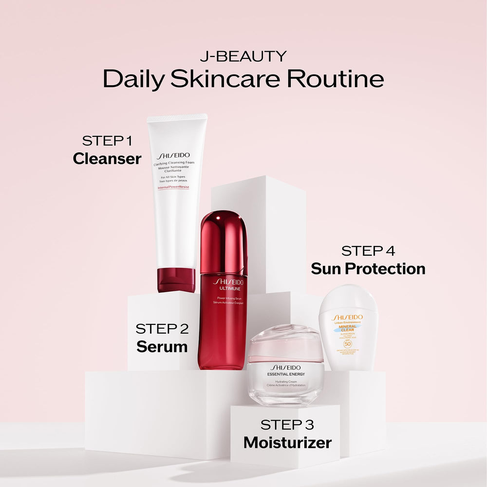 Shiseido applying cream to face showing smooth finish and pore-blurring effect