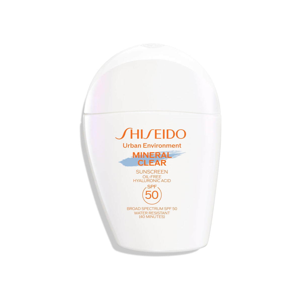 Shiseido front packaging showing bottle and SPF 50 benefit