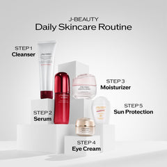 Shiseido ingredient highlights with peony and rice germ visuals conveying gentle nourishment