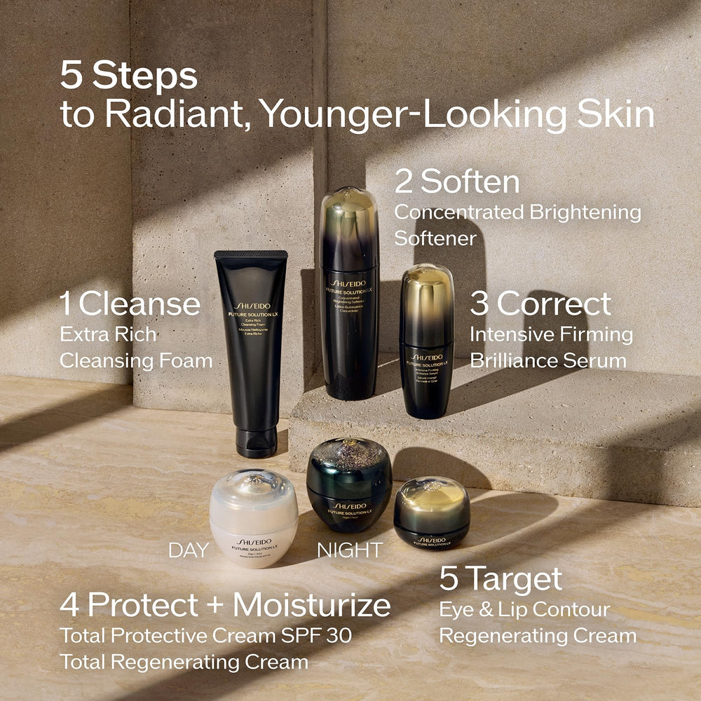 Shiseido 125 mL bottle next to a hand conveying size and travel-friendly convenience