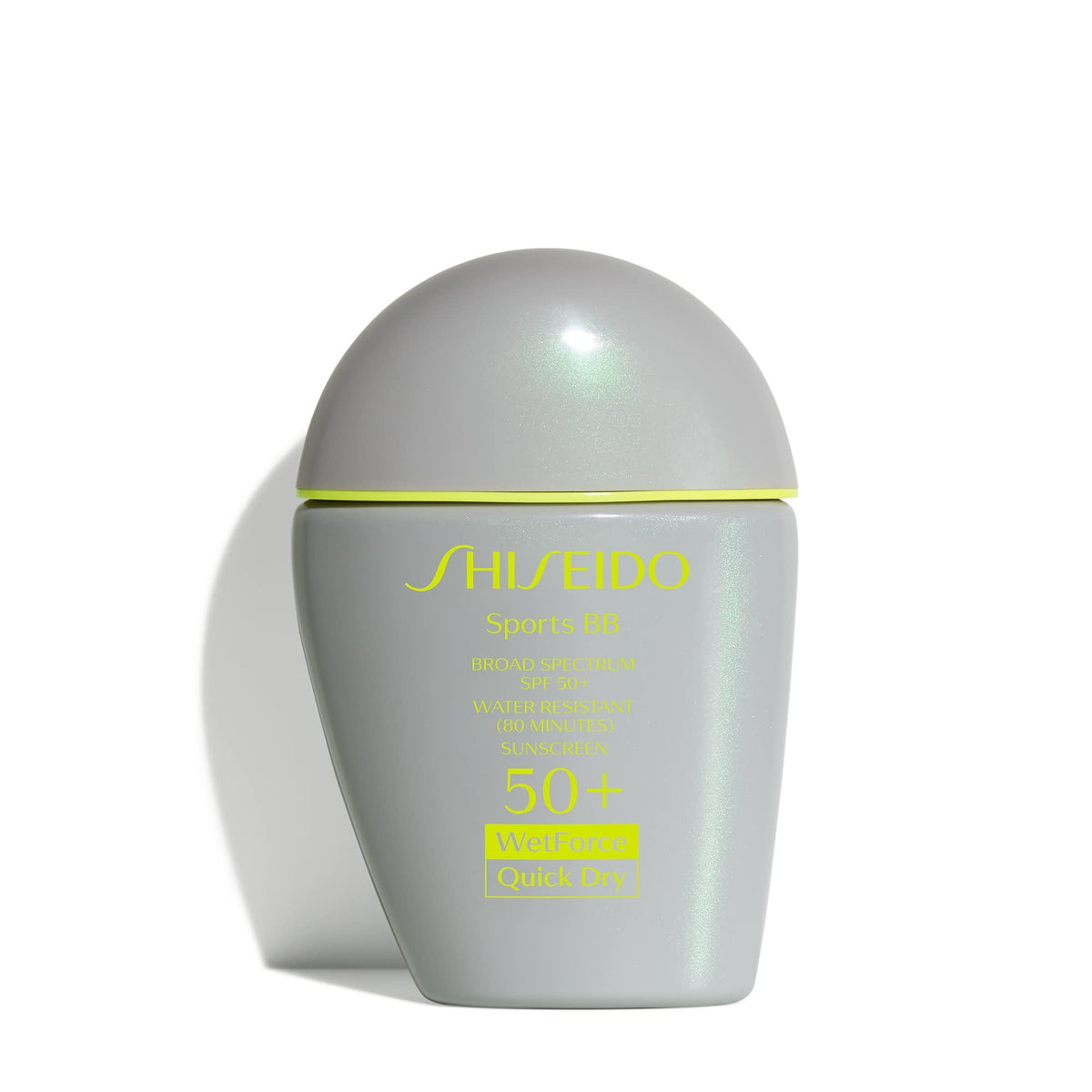 Shiseido tube front view showing medium shade and SPF benefits
